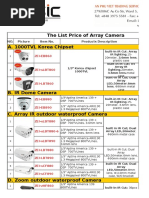 The List Price of Array Camera A. 1000TVL Korea Chipset: ZEI-EB860