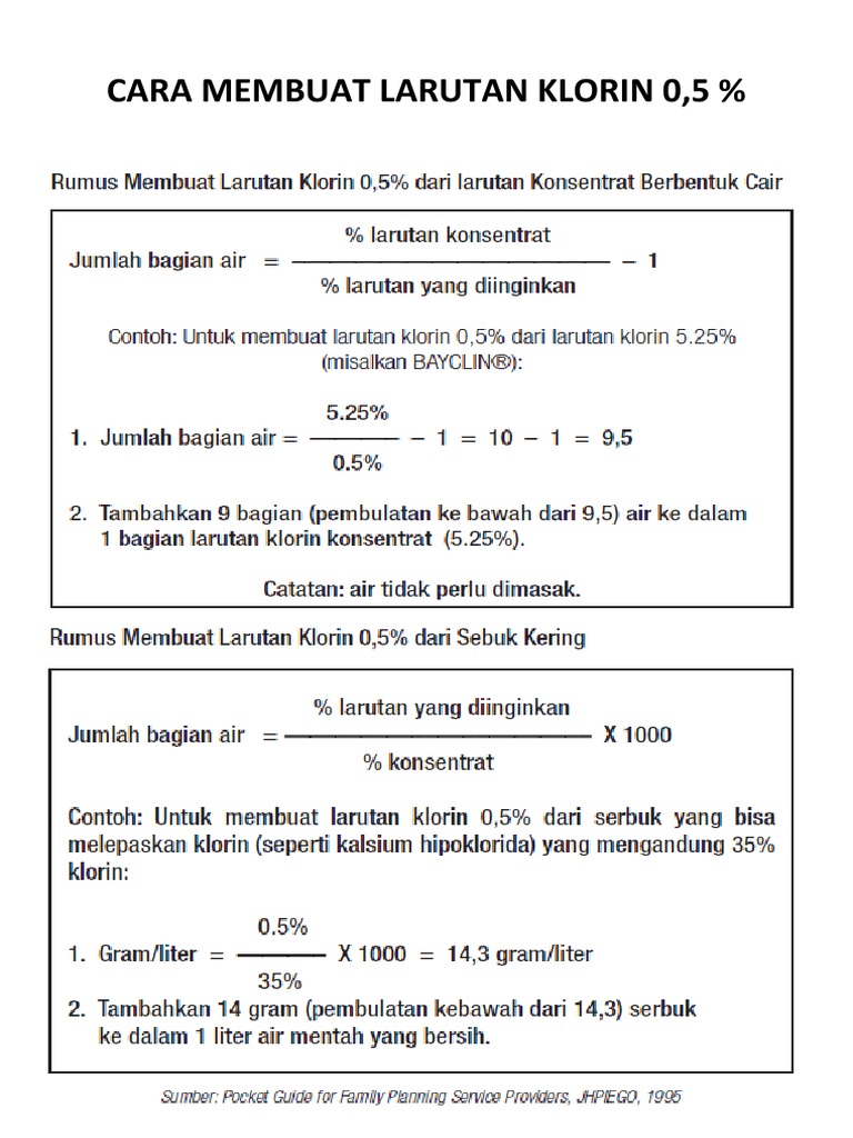 Cara Membuat Larutan Klorin 0,5 % | PDF