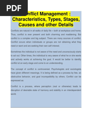 Confict Management Pdf Conflict Process Negotiation
