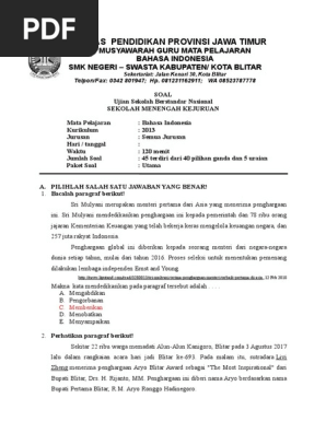 Soal Usbn Smk Bahasa Indonesia
