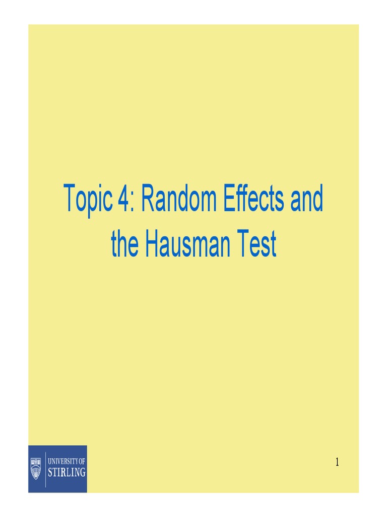 Hausman Test For Fixed And Random Effects