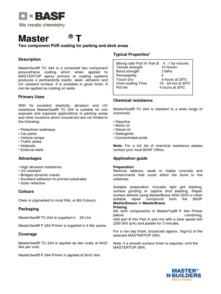 MasterSeal TC 244 | PDF | Industrial Processes | Building Engineering