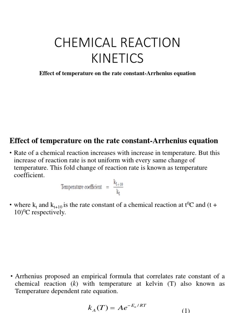 Effect of Temperature On The Rate Constant-Arrhenius Equation | PDF ...