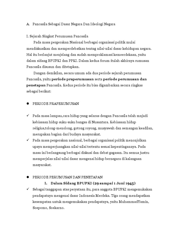 Sejarah Perumusan Pancasila Sebagai Ideologi Negara Seputar Sejarah