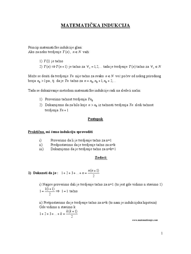 Matematicka Indukcija | PDF