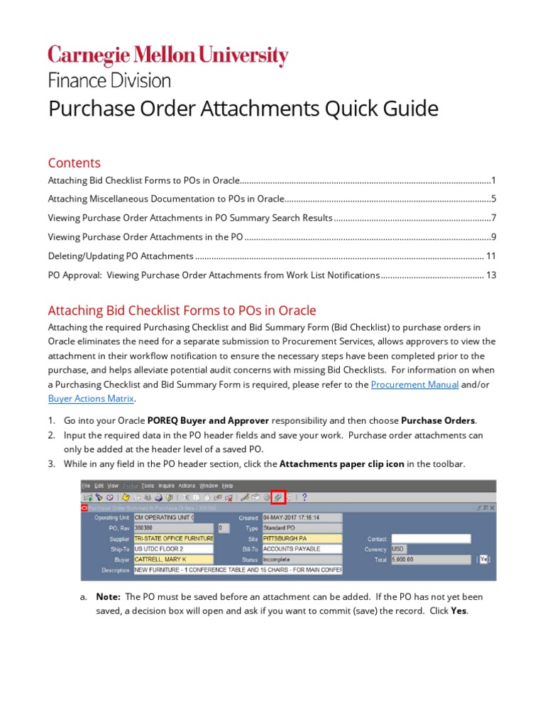 PO Attachment Guide for Oracle Users | PDF | Web Page | Tab (Gui)