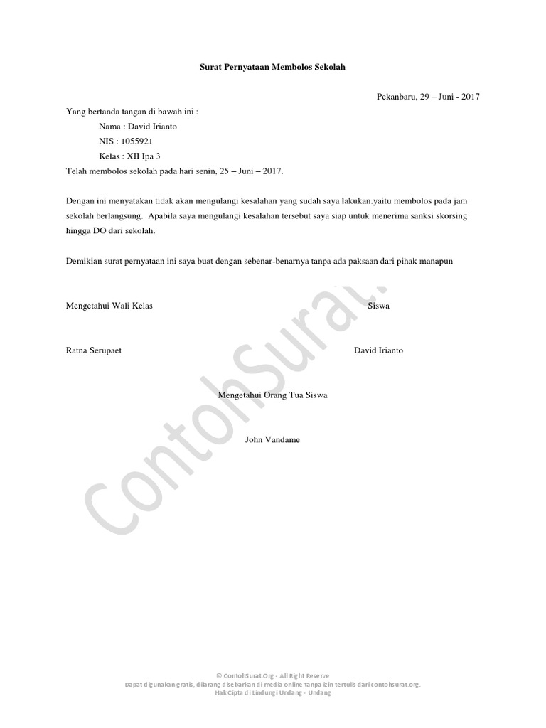 Surat Akuan Tiada Kantin Di Sekolah