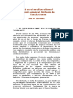 Qué Es El Neoliberalismo - Ezcurra