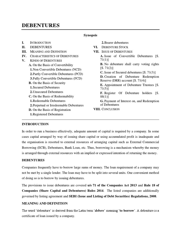 Debentures Pdf Debenture Securities Finance