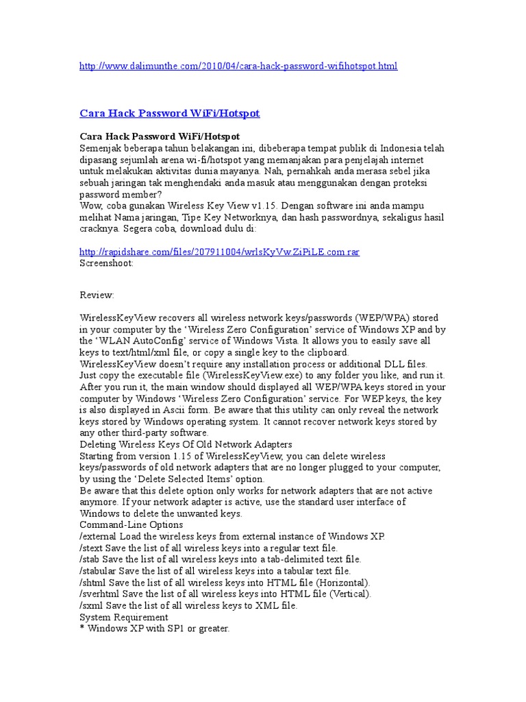 Cara Hack Password WiFiHotspot