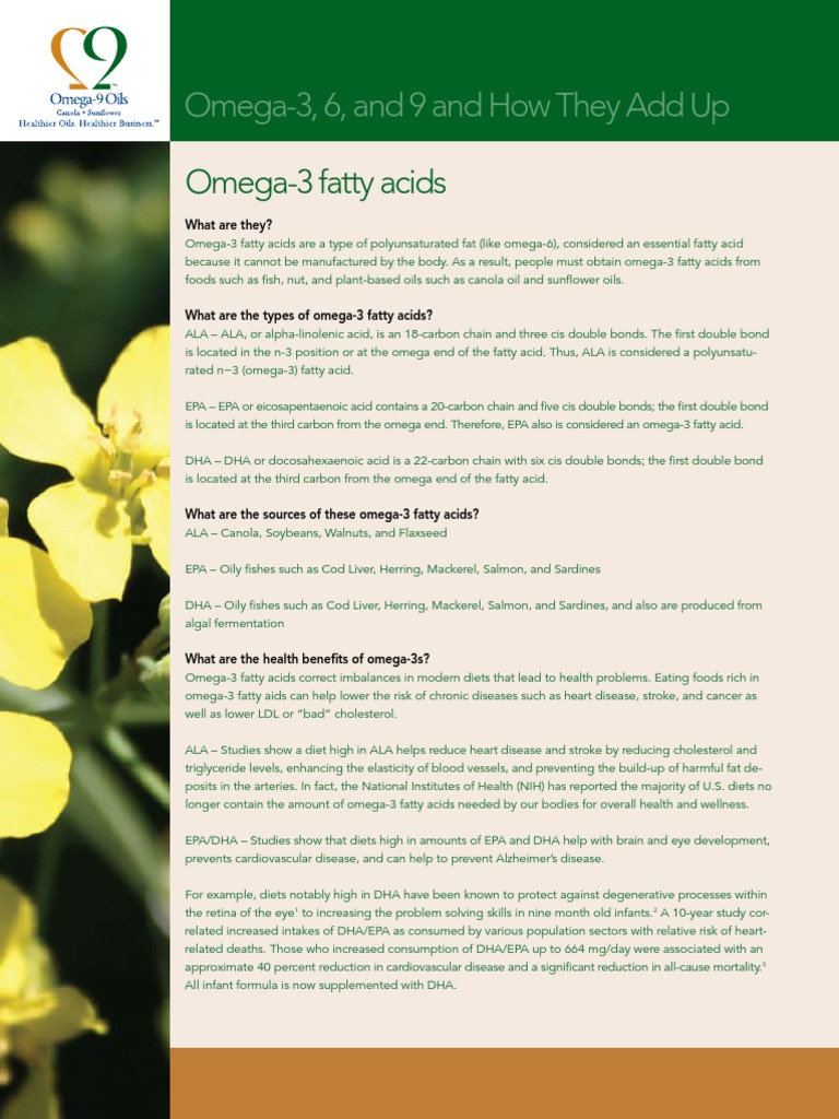 Understanding Omega-3, 6, and 9 Fatty Acids | PDF | Omega 3 Fatty Acid ...