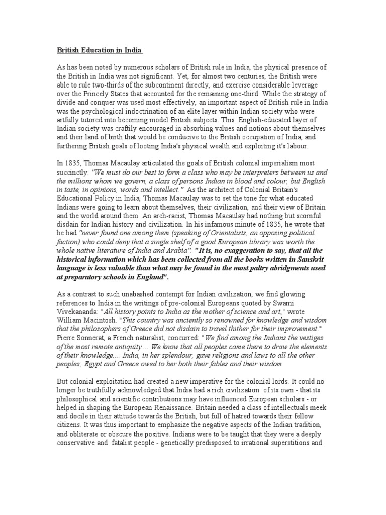 British Education in India | PDF | History