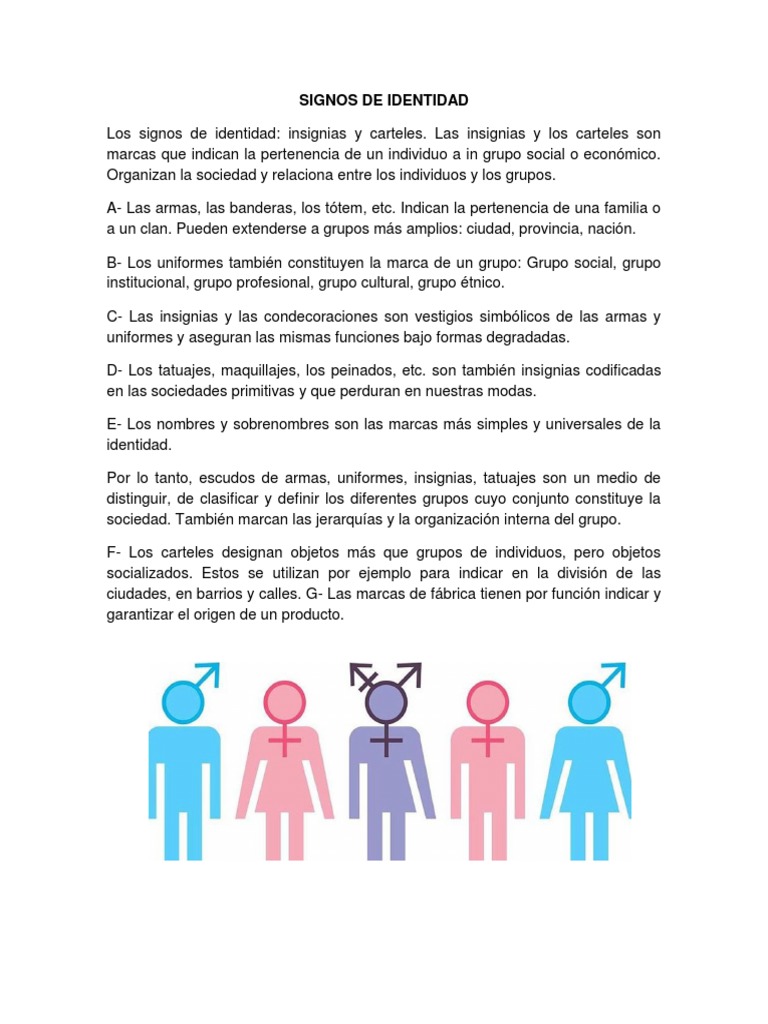 Signos de Identidad y su Función Social | PDF | Sociedad | Homo Sapiens