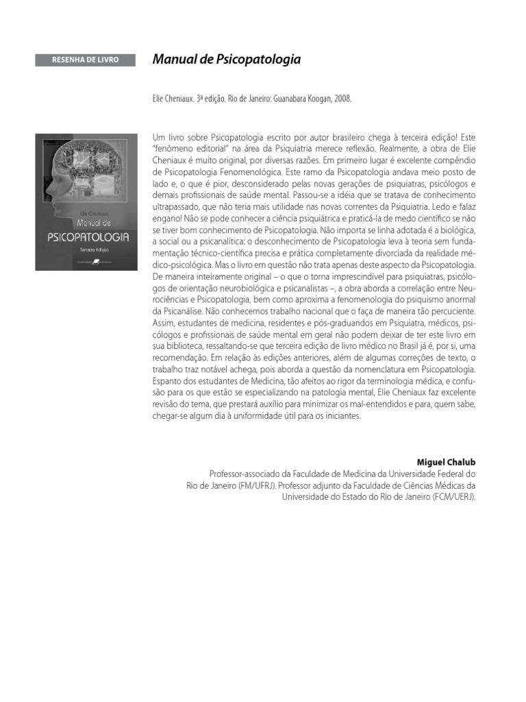 Manual de Psicopatologia PDF | PDF | Psicopatologia | Psiquiatria