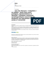 Trema 2562 33 34 A Propos Des Discours Irreguliers en Anglais Quels Liens Entre Pratiques Represe PDF