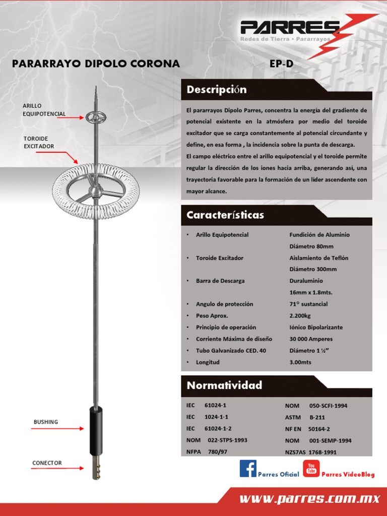 Pararrayos Dipolo Corona: Características y Montaje | PDF ...