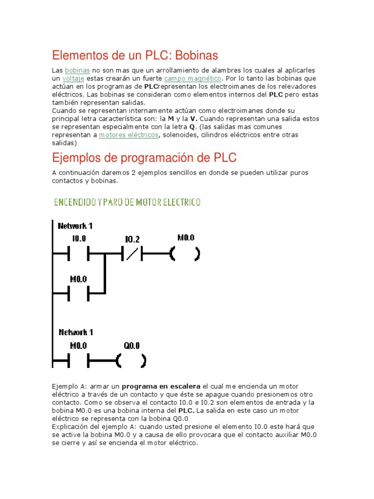 Elementos de Un PLC: Bobinas | PDF | Inductor | Electricidad