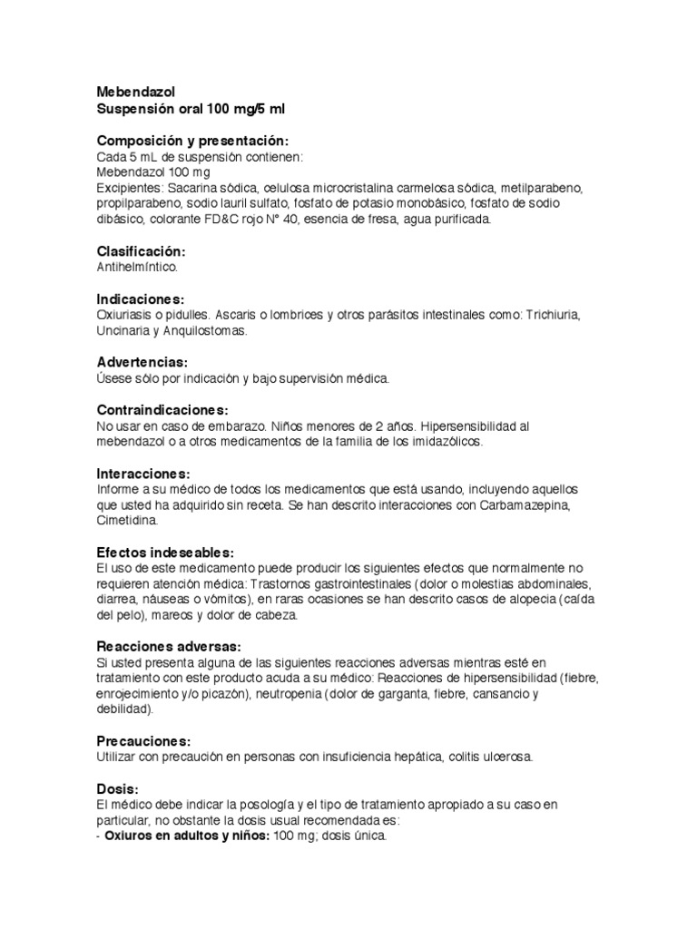 mebendazol sin receta medica