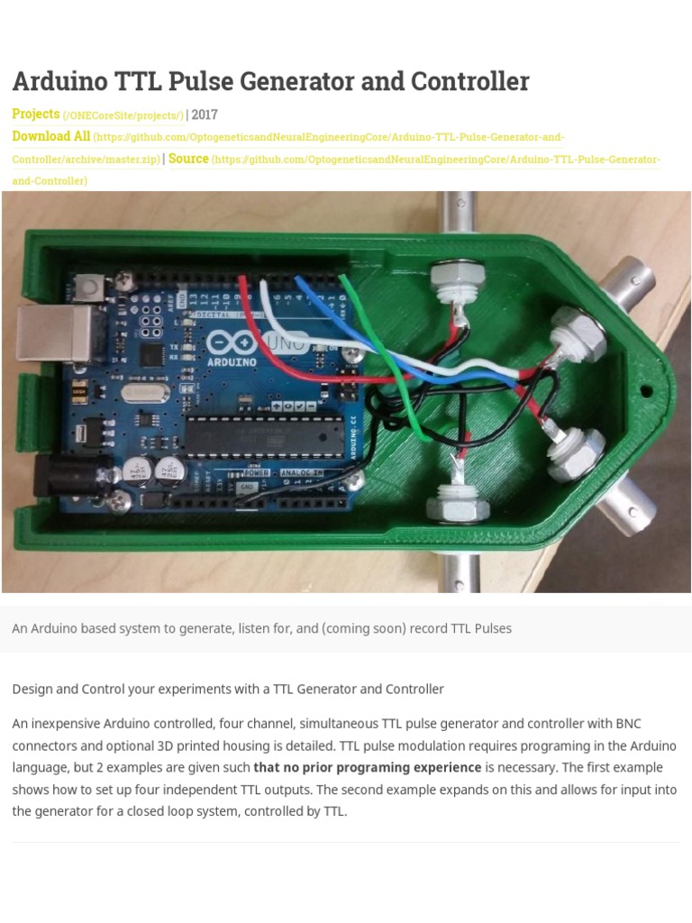 Arduino TTL Pulse Generator and Controller, and Neural