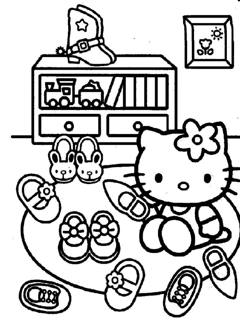 Gambar Hello Kitty Mewarnai