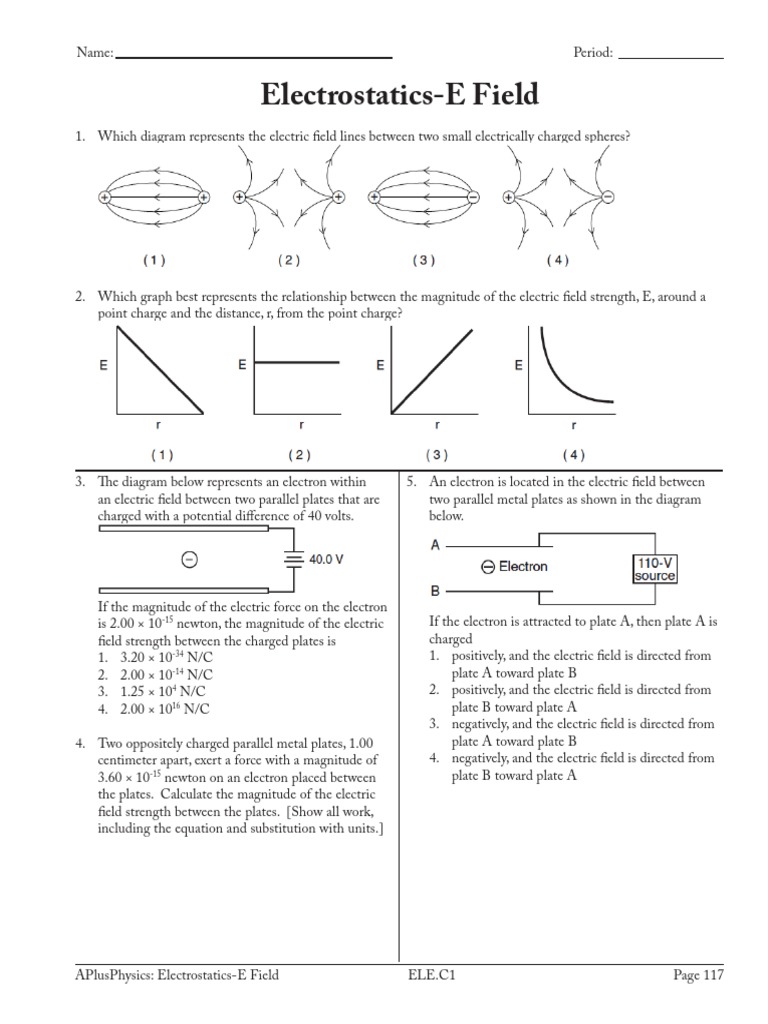 21 Electrostatics E Field Electric Field Electrostatics