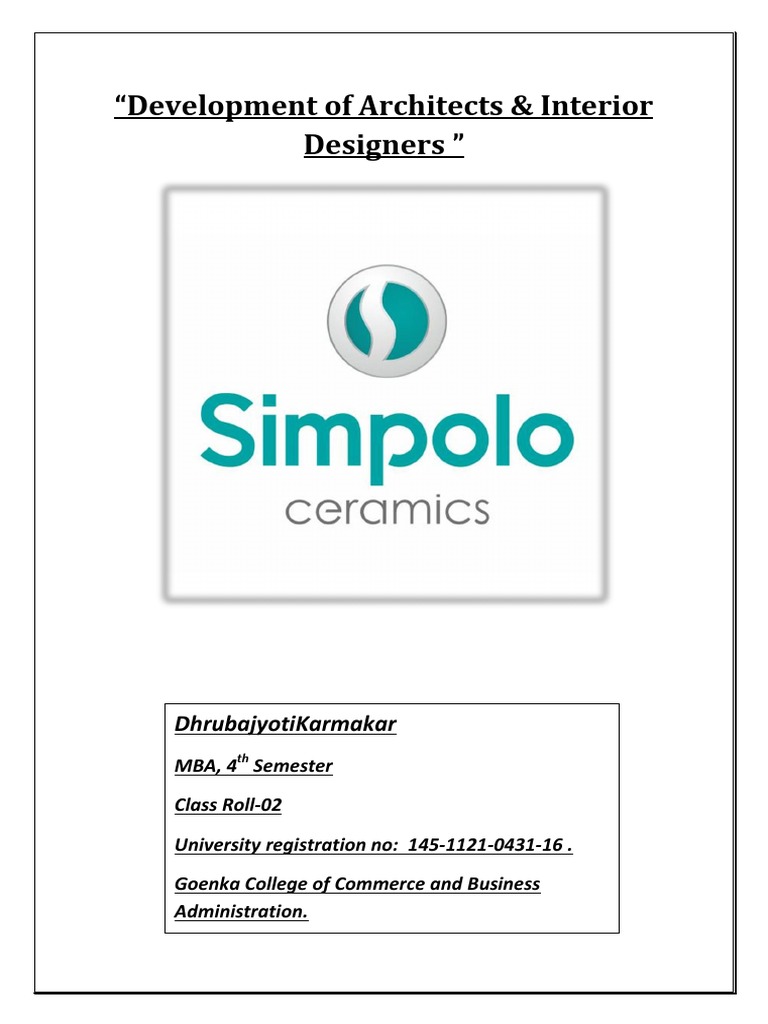 Project Report On Developement Of Architects And Interior Designers Of Simpolo Pvt Ltd Sales Swot Analysis