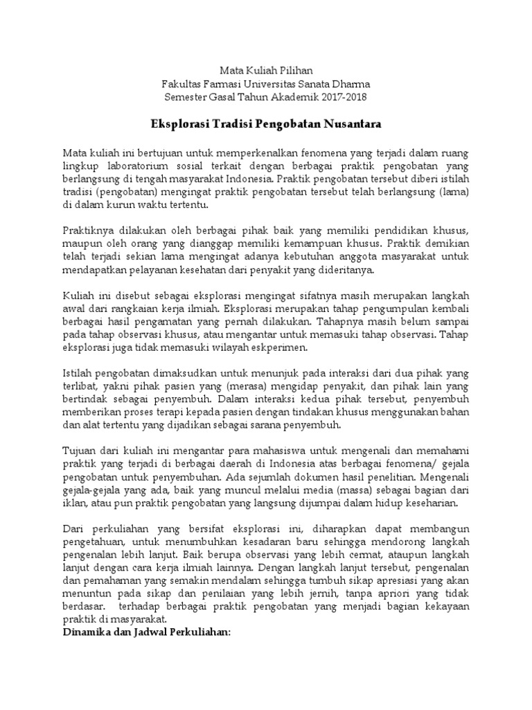 Eksplorasi Tradisi Pengobatan Nusantara 2018 Pdf