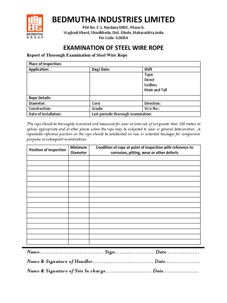 Steel Wire Rope Examination Report | PDF | Rope | Building Engineering