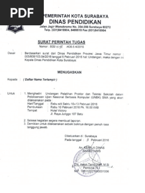 Surat Perintah Tugas Proktor Dan Teknisi Unbk Sma