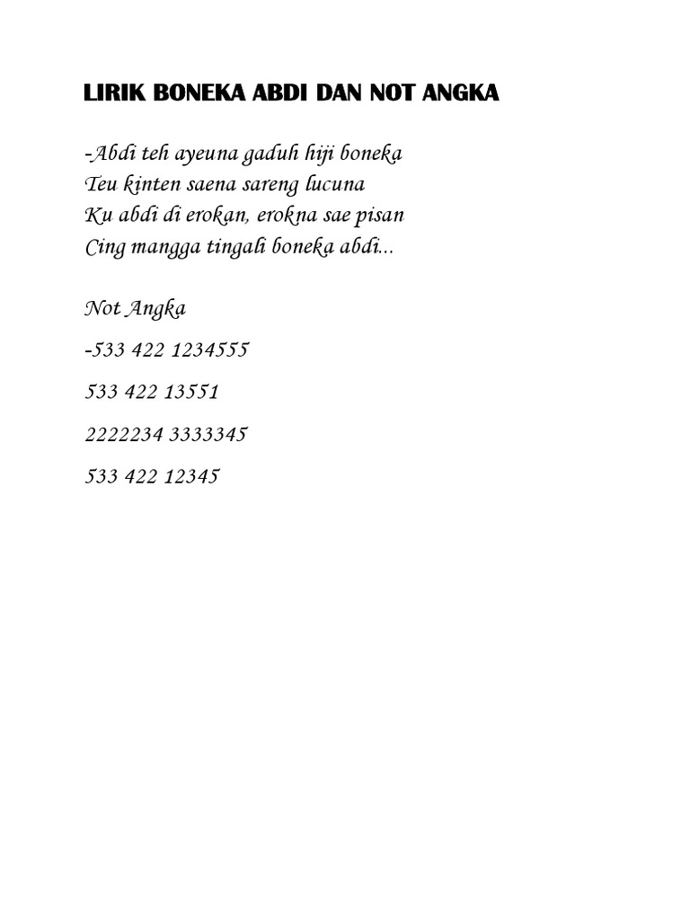 Not Angka Lagu Boneka Abdi PDF