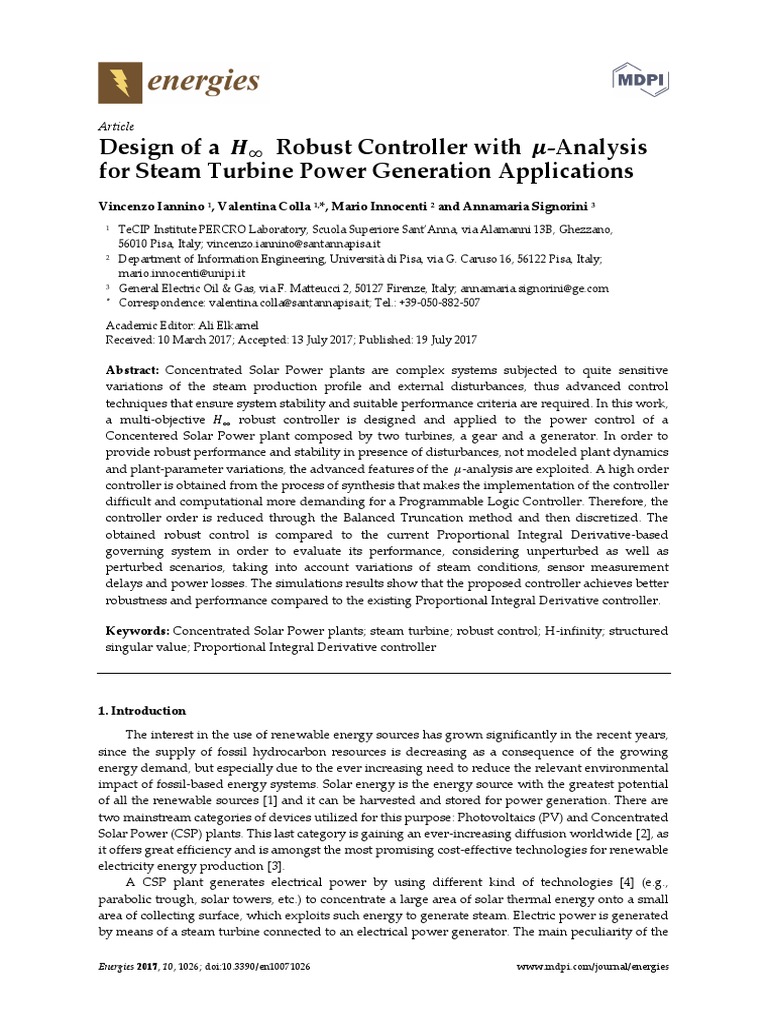 Design of A Robust Controller With - Analysis For Steam Turbine Power ...