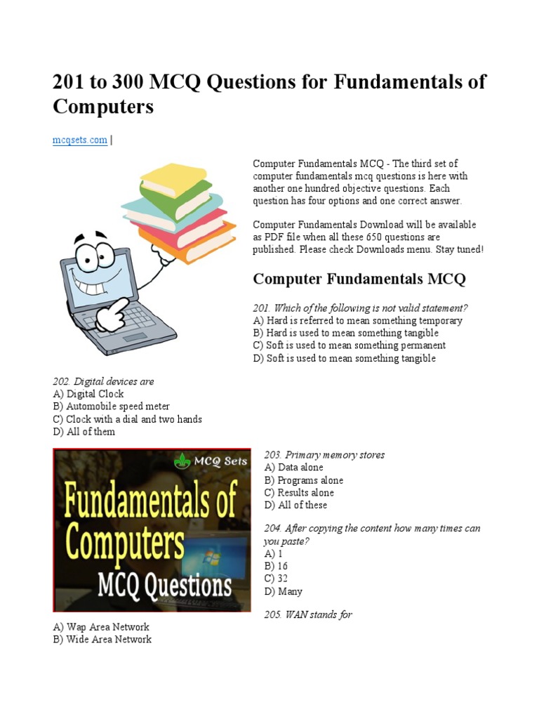 MCQs PDF Read Only Memory Computer Data Storage