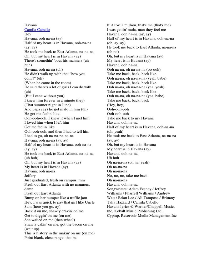 Havana - Lirik | American Musicians | American Music