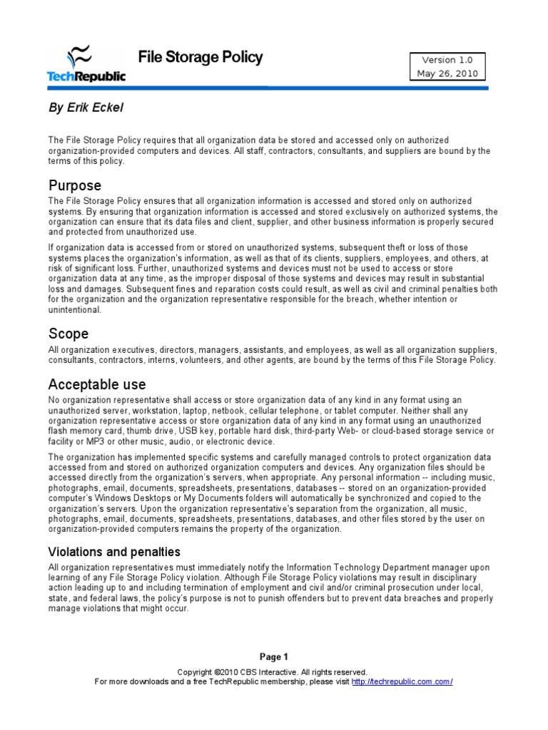 File Storage Policy PDF Computer File File System