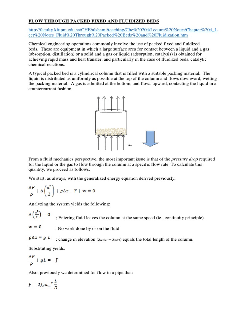 Flow Through Packed Fixed and Fluidized Beds PDF | Download Free PDF ...