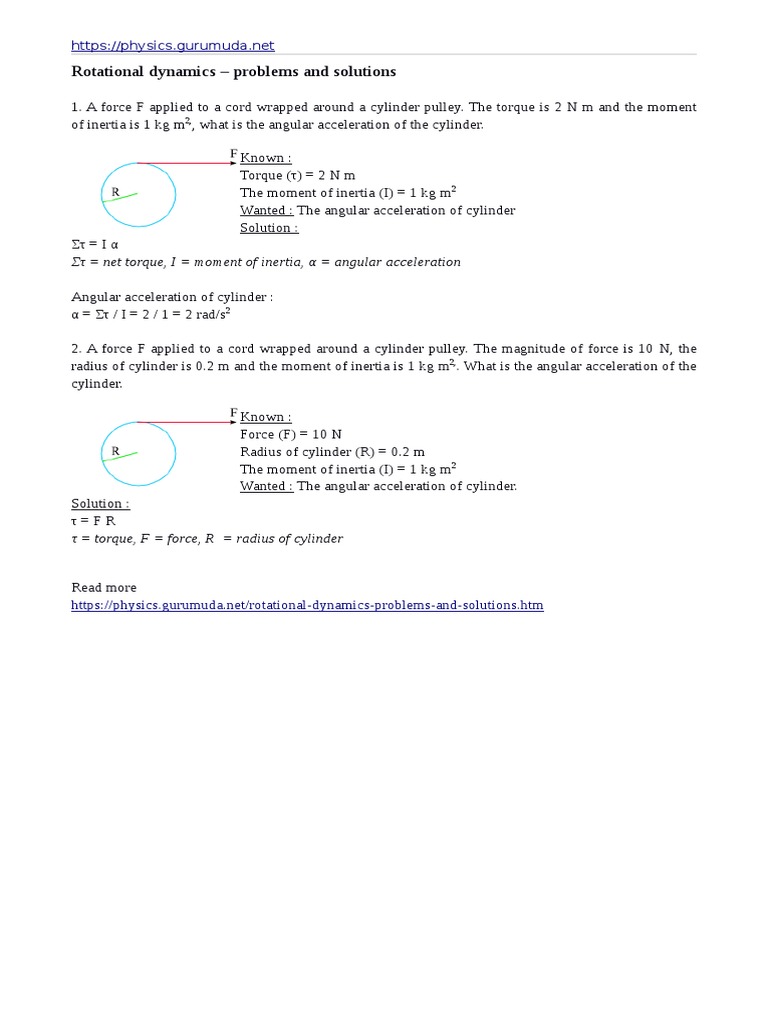 Rotational Dynamics: Problems & Solutions | PDF