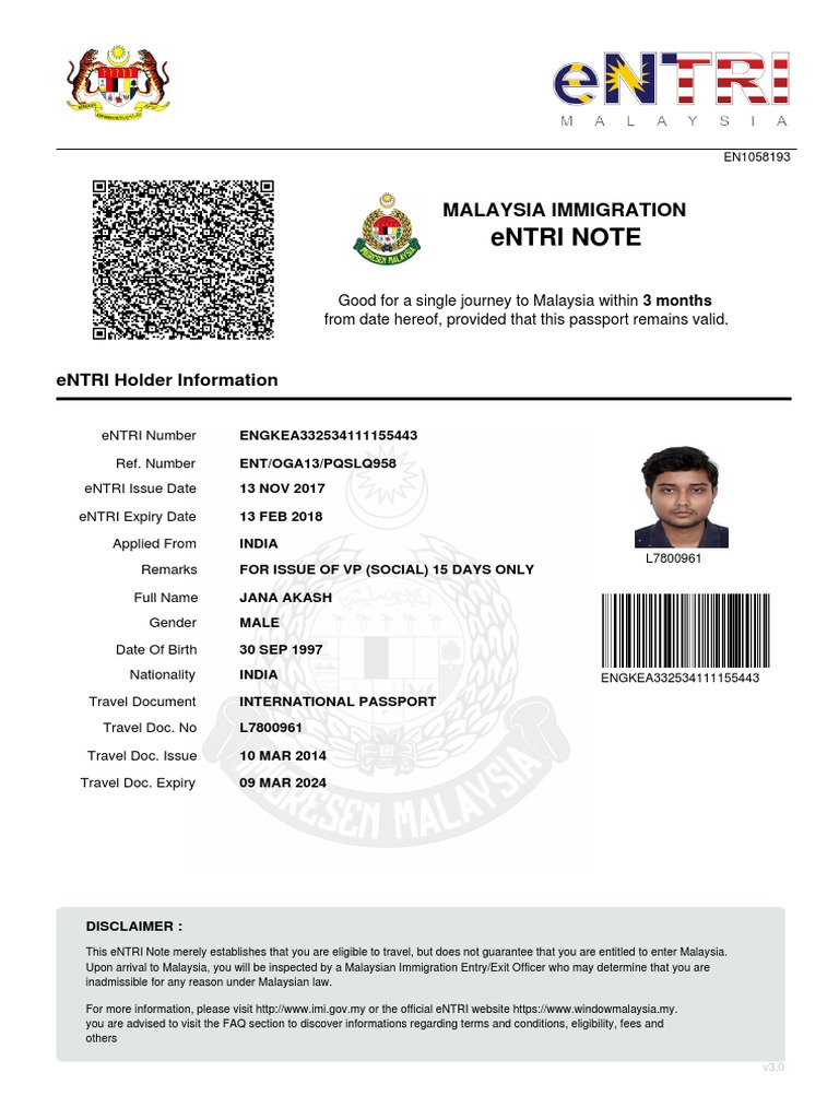 Malaysia Entri Note Akash Jana | PDF