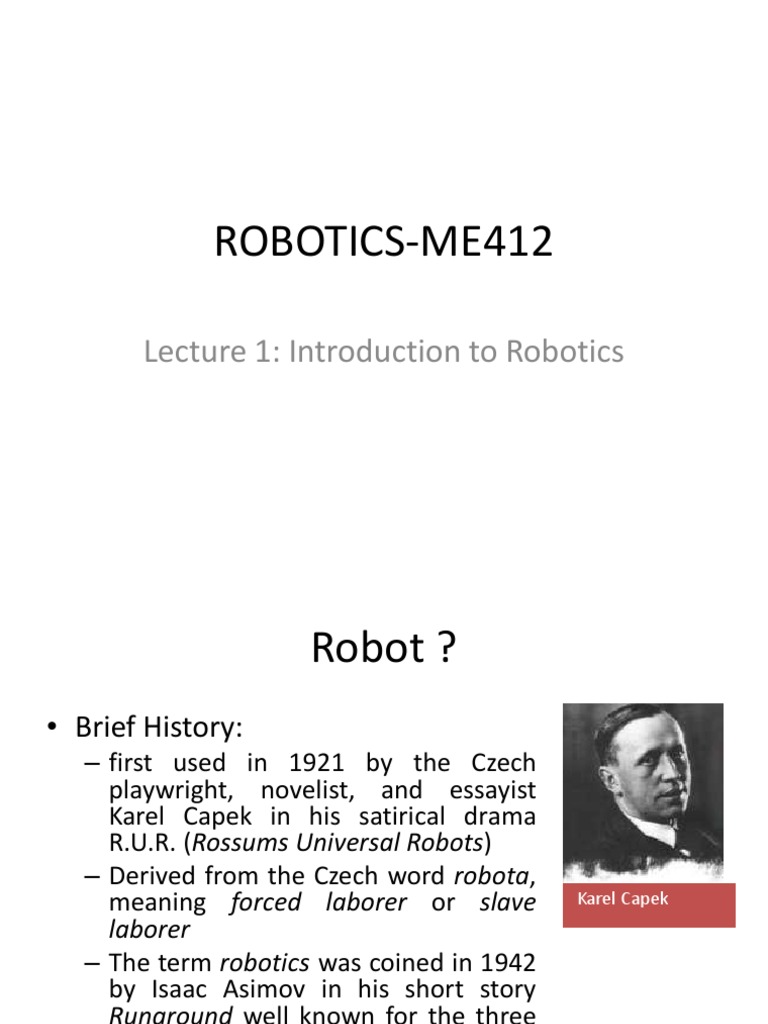 Introduction to Robotics Overview | PDF | Robot | Robotics