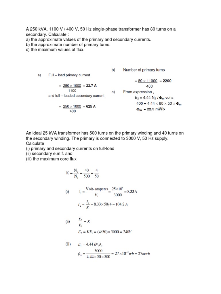 Transformer Calculations and Efficiency Analysis | PDF