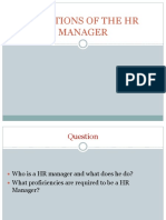 Functions of The HR Manager