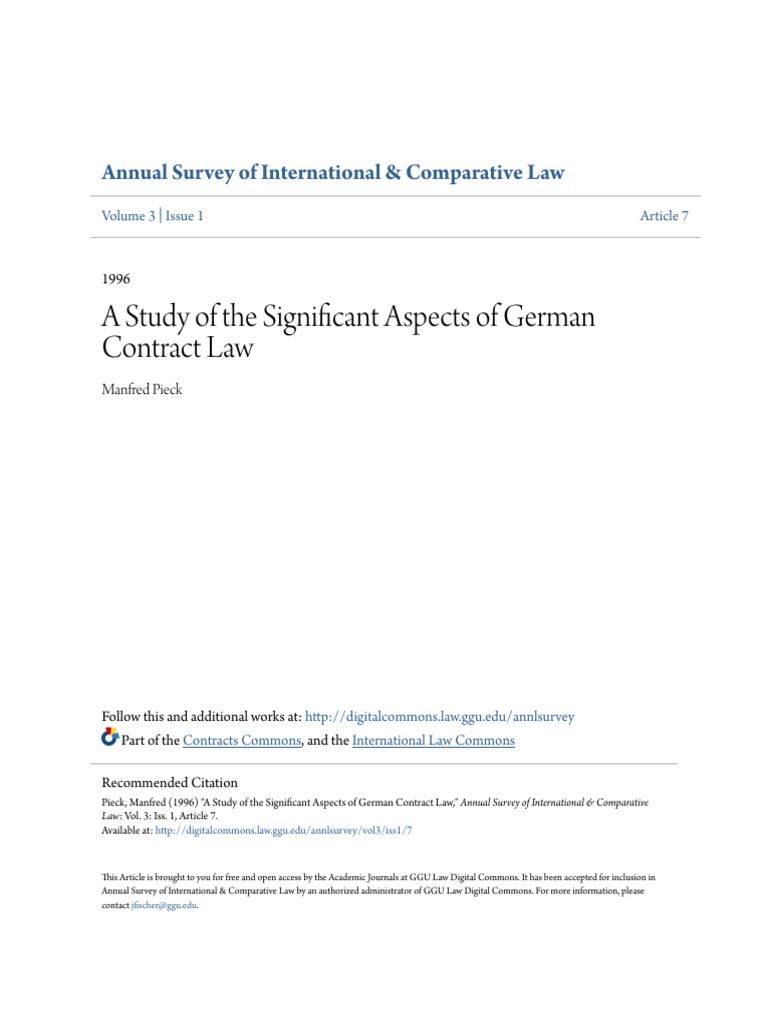 Key Aspects of German Contract Law | PDF | Offer And Acceptance | Tort
