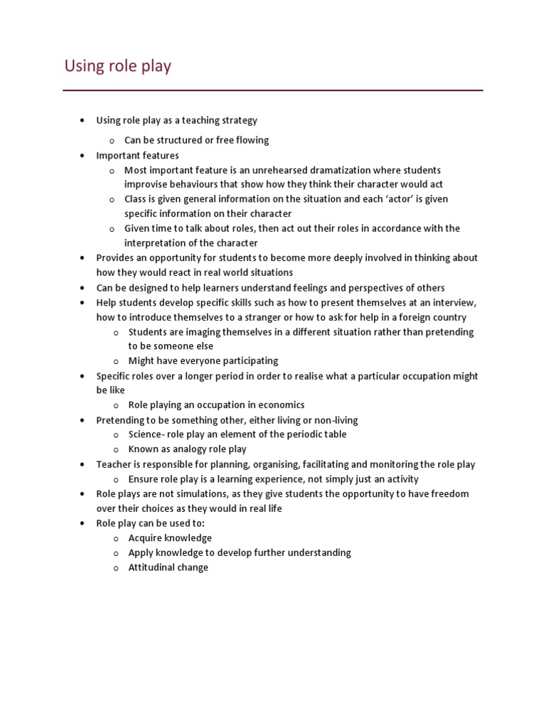 Role Play as a Teaching Strategy | PDF | Teachers | Educational Technology