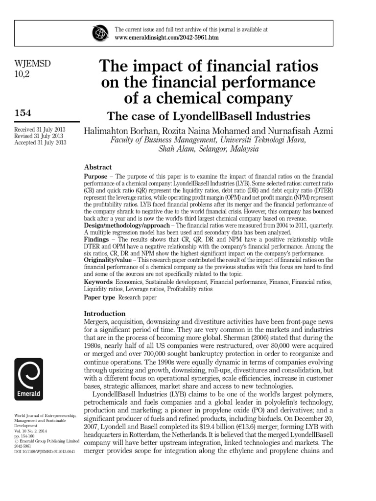 The Impact of Financial Ratios On The Financial Performance PDF