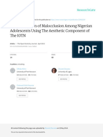 Self-Perception of Malocclusion Among Nigerian Adolescents Using The Aesthetic Component of The Iotn