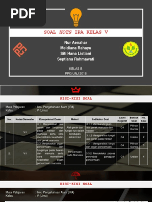 Soal Hots Kelas V Sd