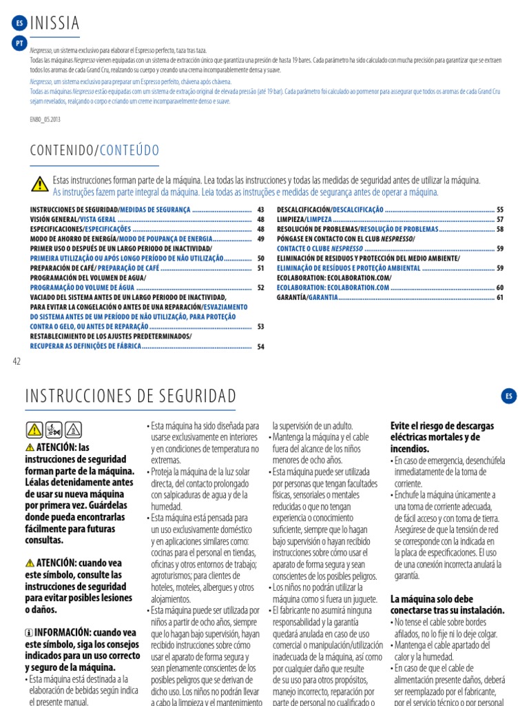 Manual Nespresso Inissia DeLonghi