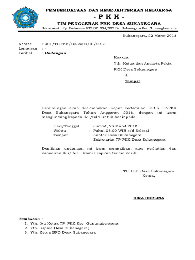 Surat Undangan PKK