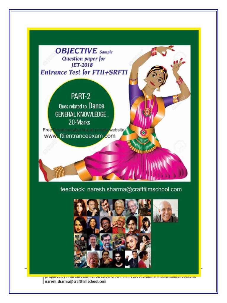 Dance Objective Sample Questio Papaer For FTII SRFTI Entrance Test ...