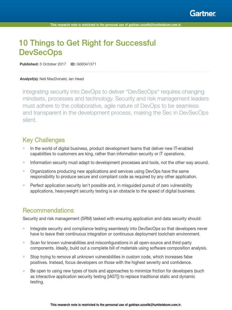 10 Things To Get Right For Successful DevSecOps | PDF | Computer ...