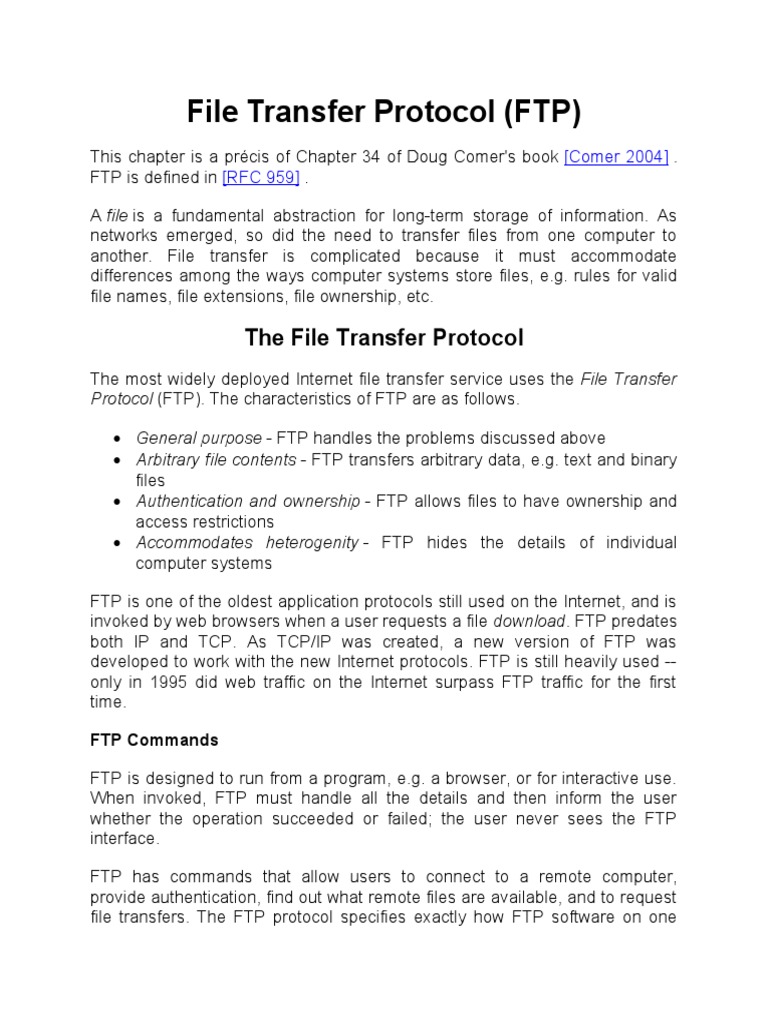 The File Transfer Protocol | PDF | File Transfer Protocol | Computer File